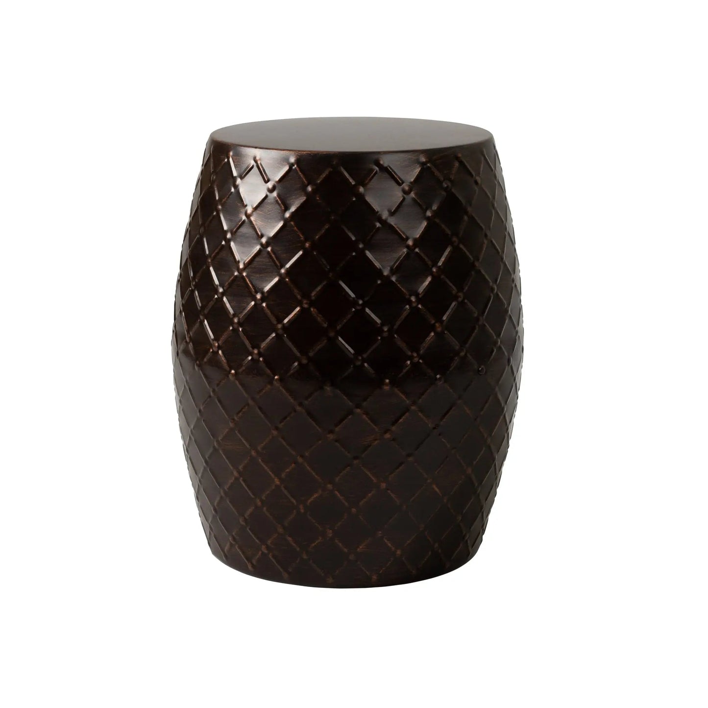 Braga Metal Stool Table Container in Antique Bronze Finish