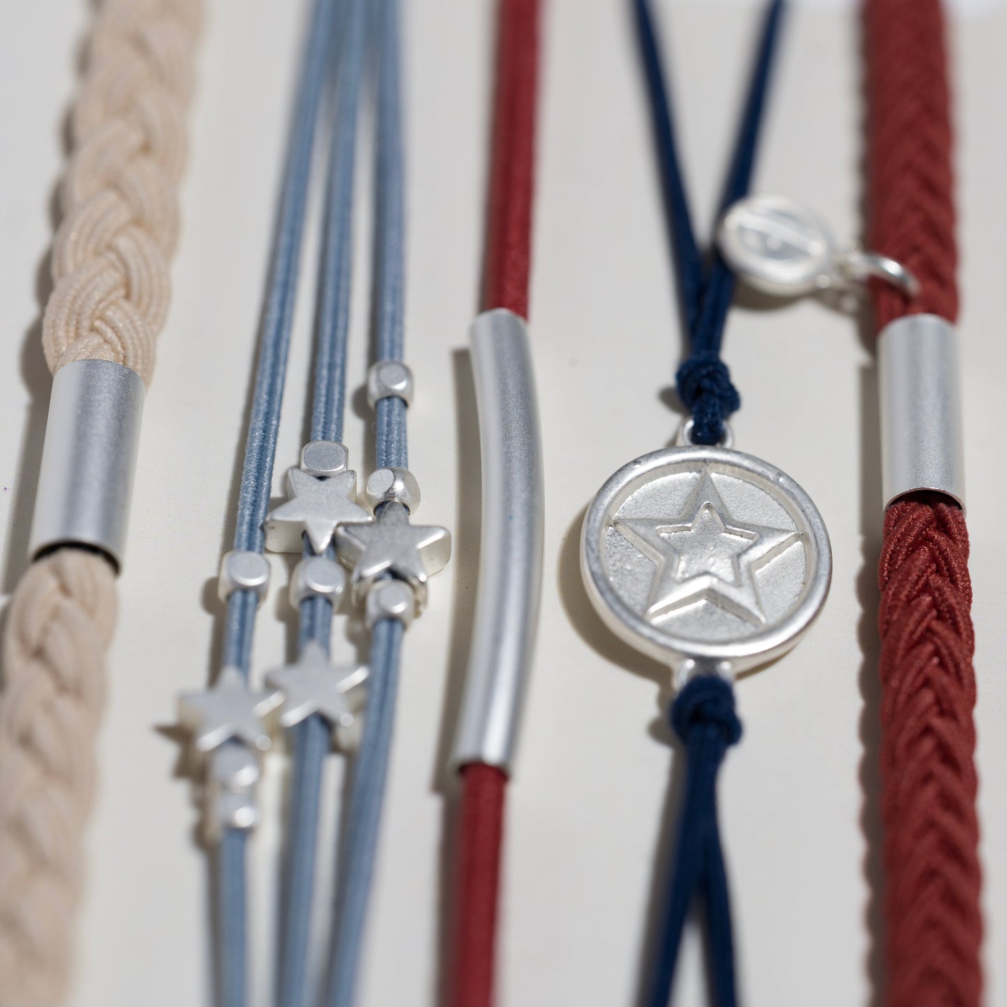 "Brave" Red, White & Blue with Silver Star Accents