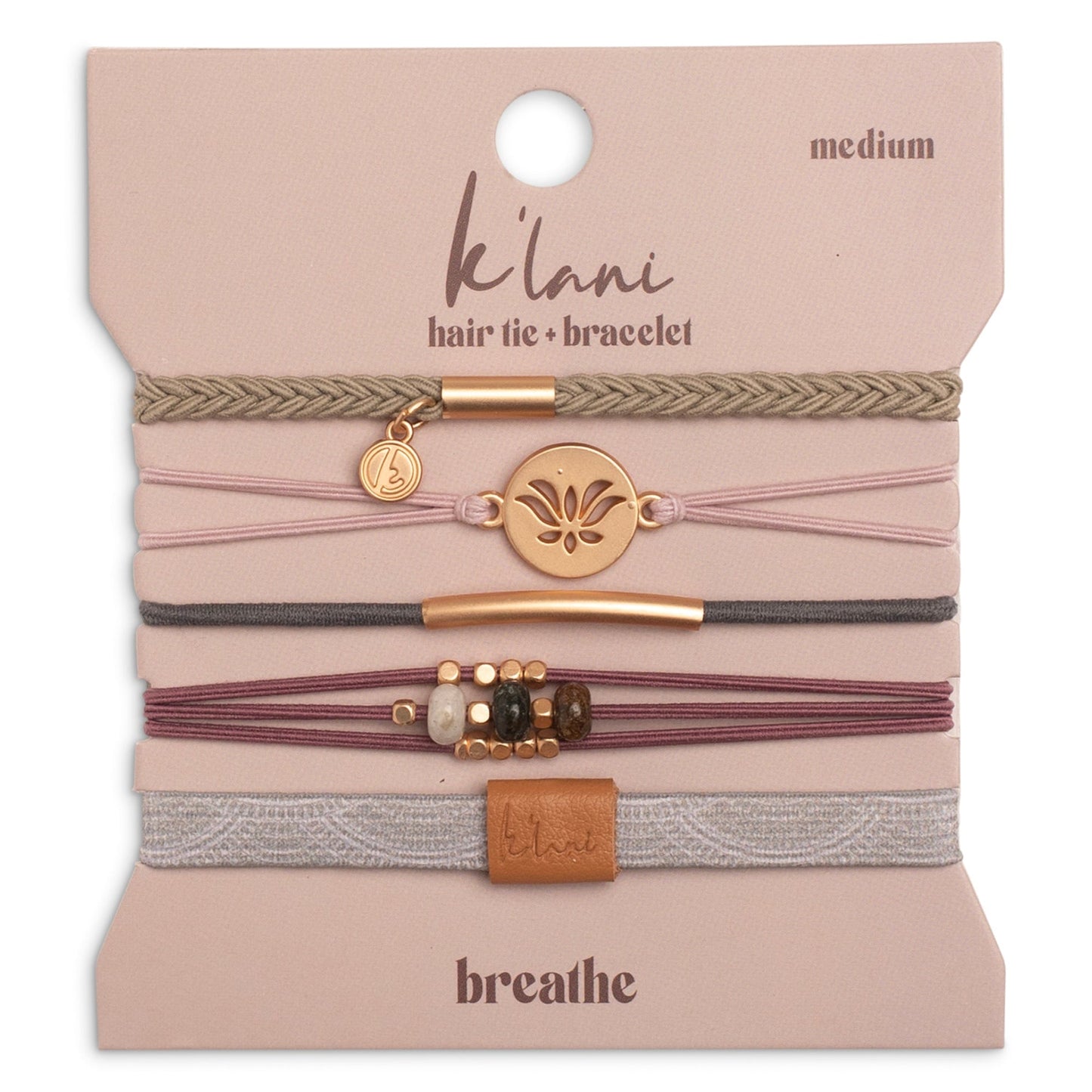 "Breathe" Lotus Flower Earthy Tones Hair Tie Bracelets