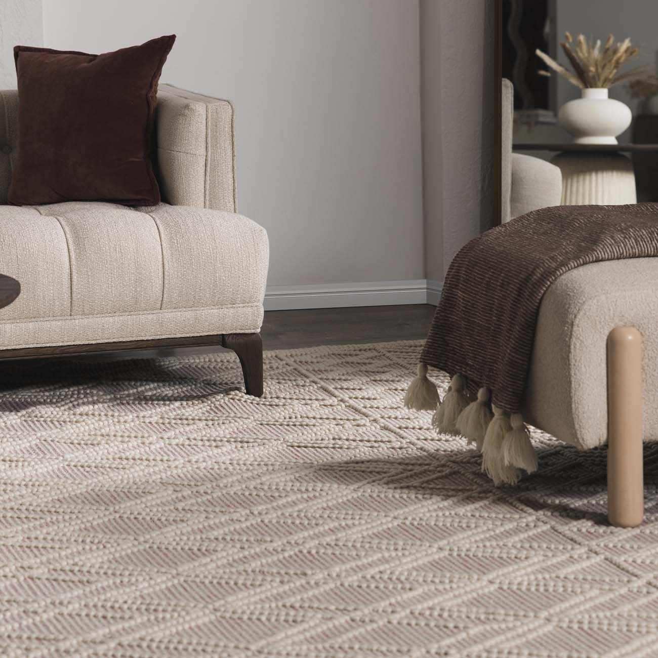 Ramsbury Soft Pink Wool Rug - Clearance