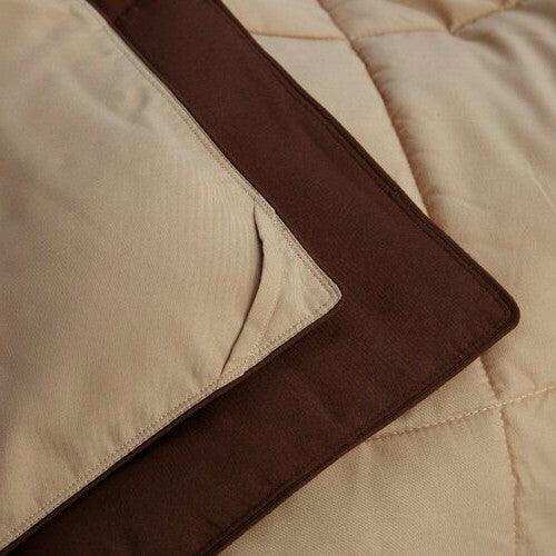 Full/Queen Traditional Microfiber Reversible 3 Piece Comforter Set in Brown
