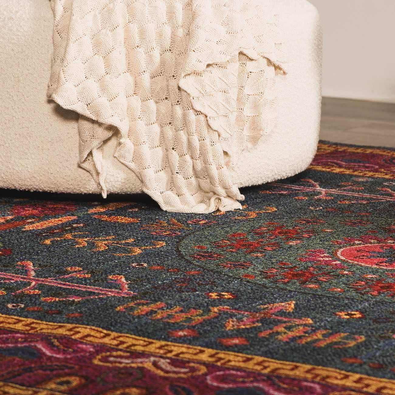 Cleveland Colorful Traditional Area Rug - Teal, Aqua, Navy