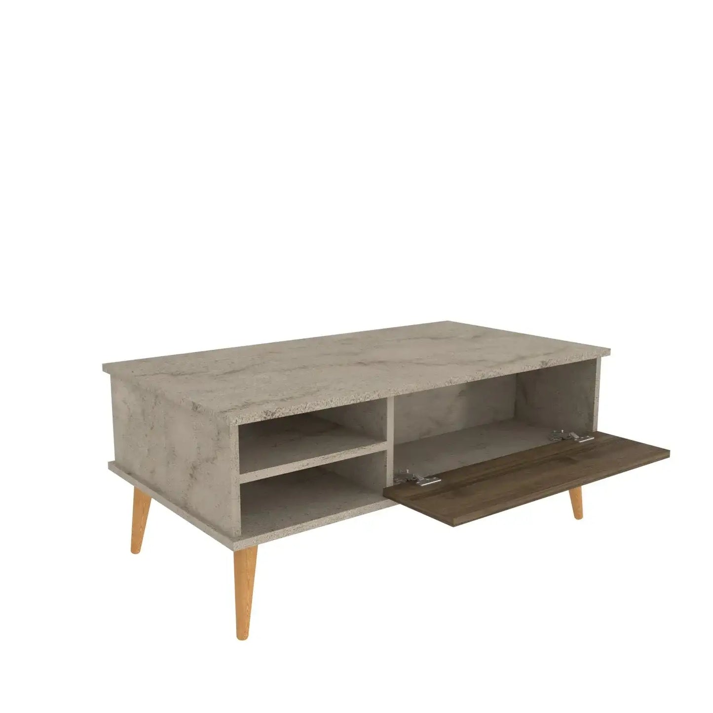 Como 47" Modern Coffee Table with Hidden Compartment and Open Shelves