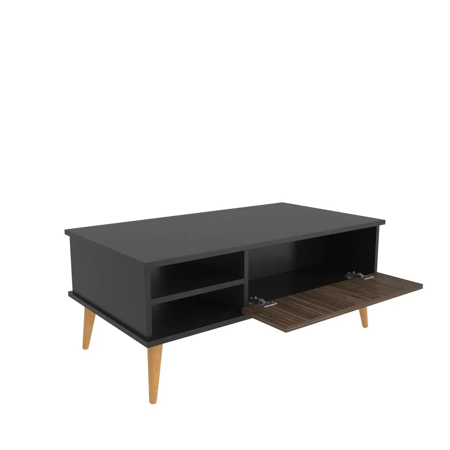 Como 47" Modern Coffee Table with Hidden Compartment and Open Shelves