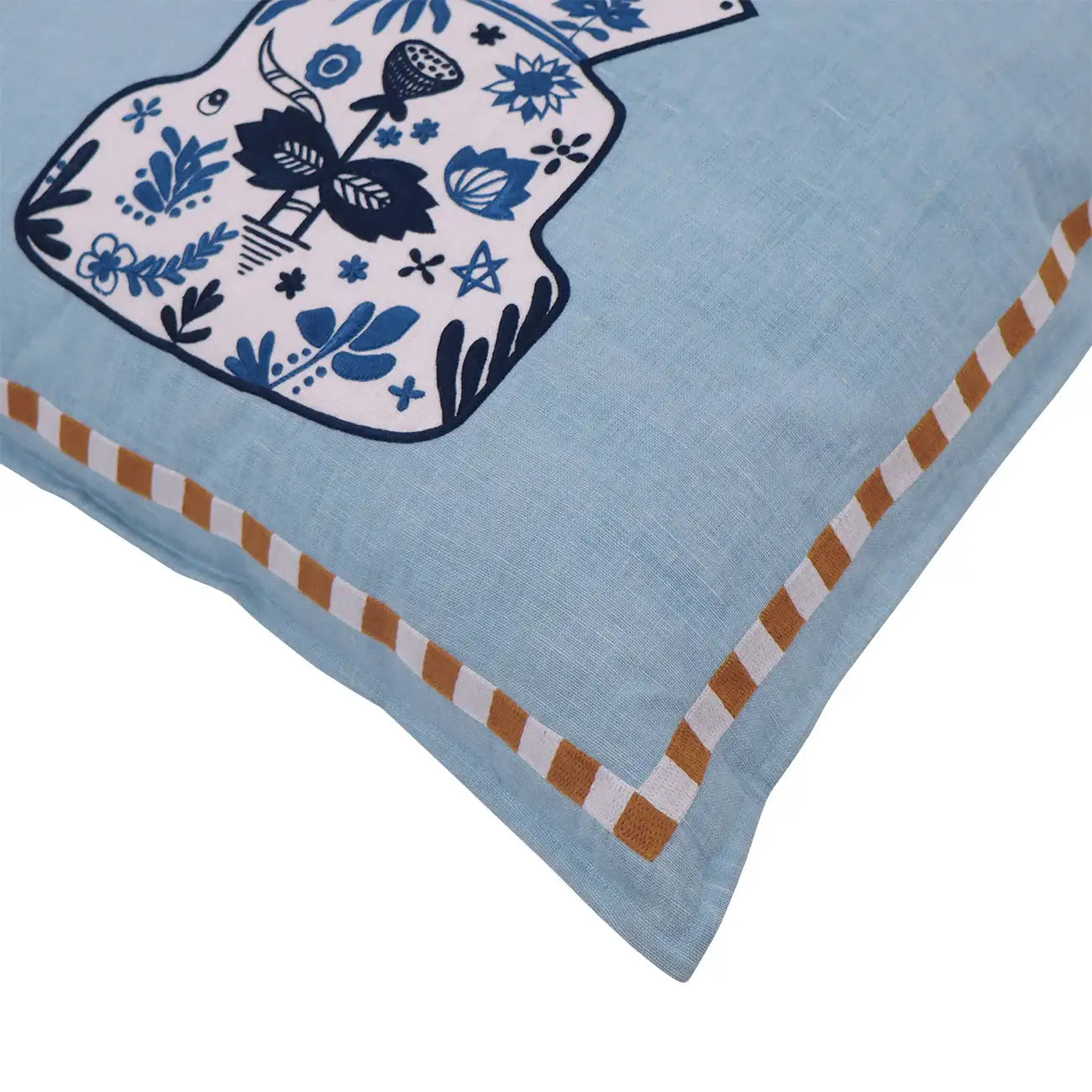 Hand Embroidered Still Life Pillow Cover 20" x 20"