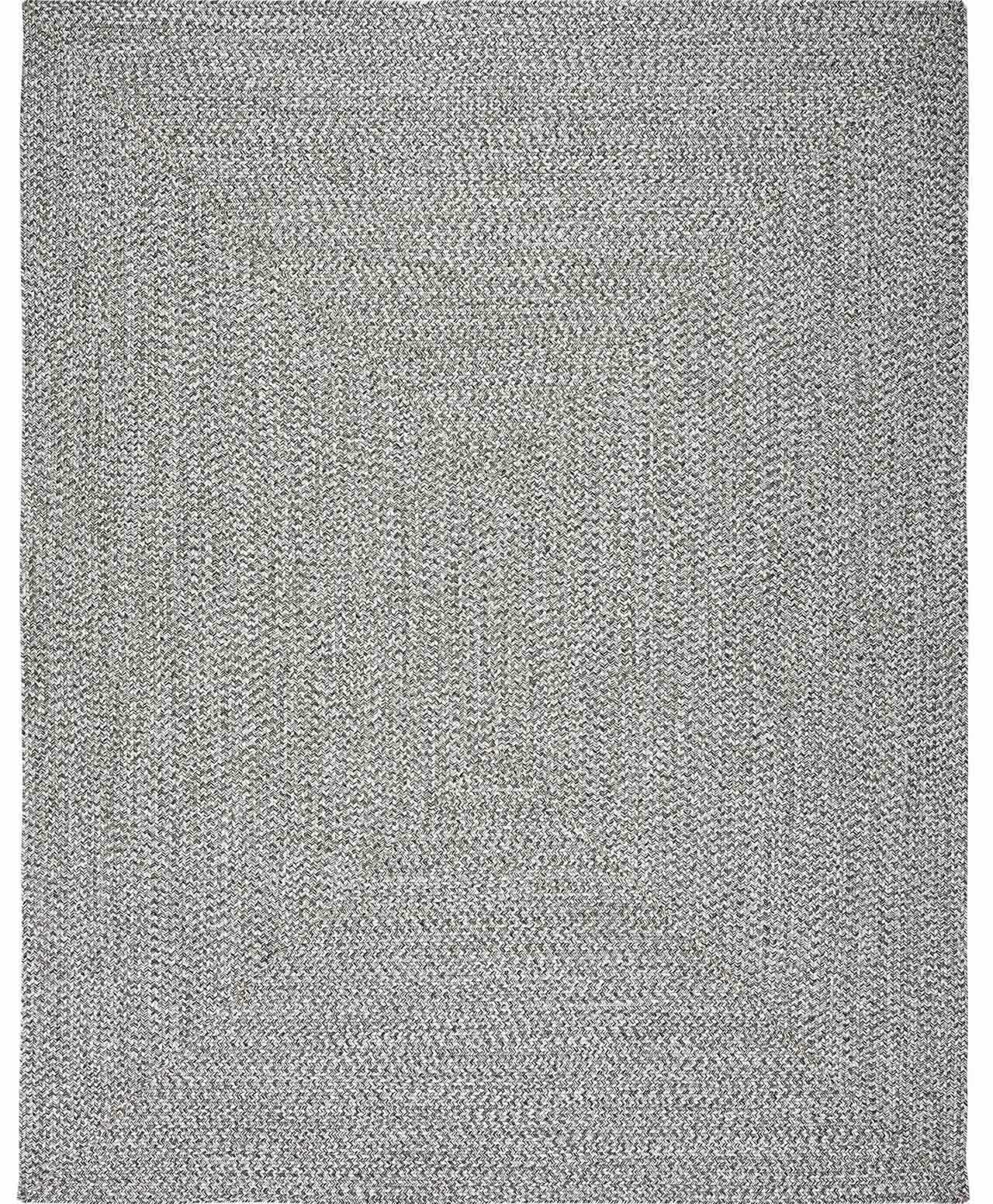 Cream Charcoal Braided Faux Jute Outdoor Rug