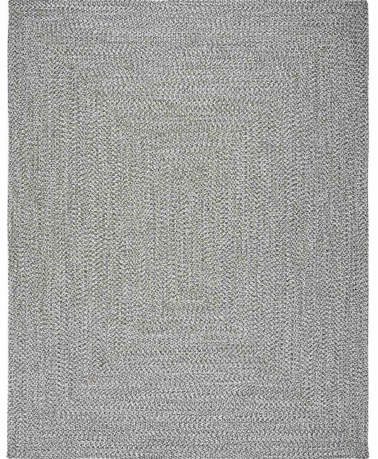 Cream Charcoal Braided Faux Jute Outdoor Rug