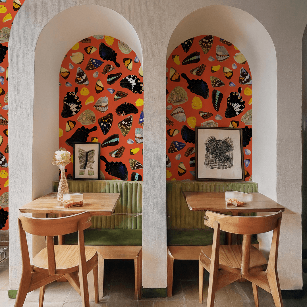 Butterfly Terrazzo Wallpaper, orange
