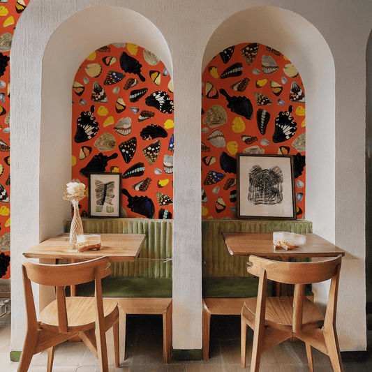 Butterfly Terrazzo Wallpaper, orange