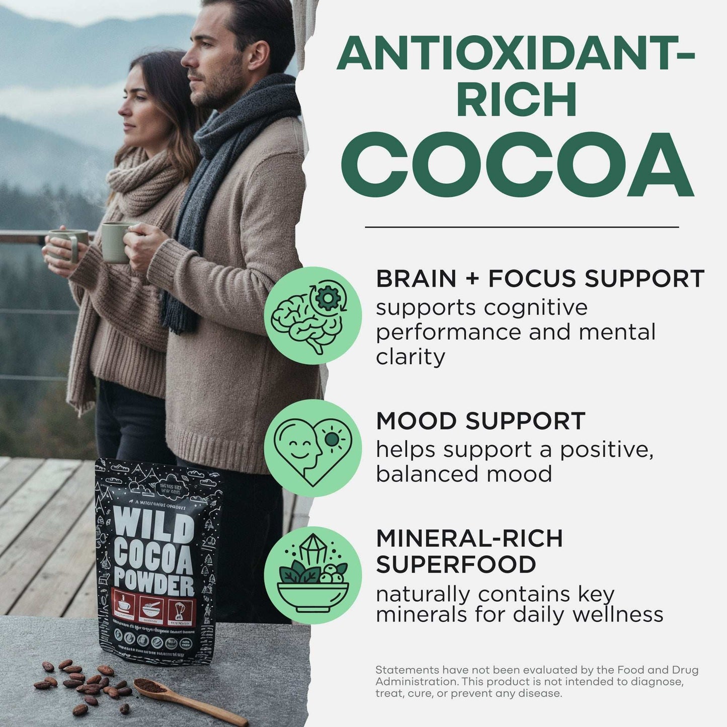 Cocoa Powder, 57 servings - Single-Origin Antioxidant