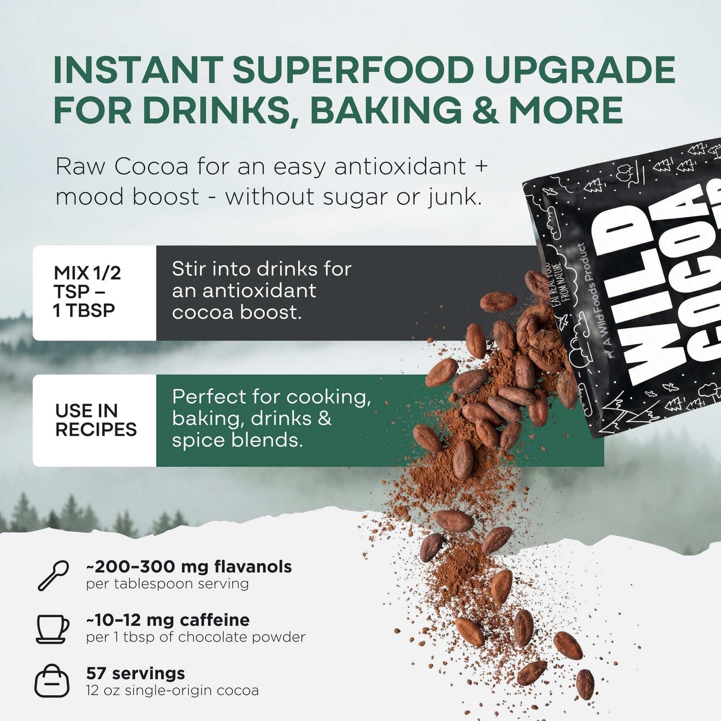 Cocoa Powder, 57 servings - Single-Origin Antioxidant