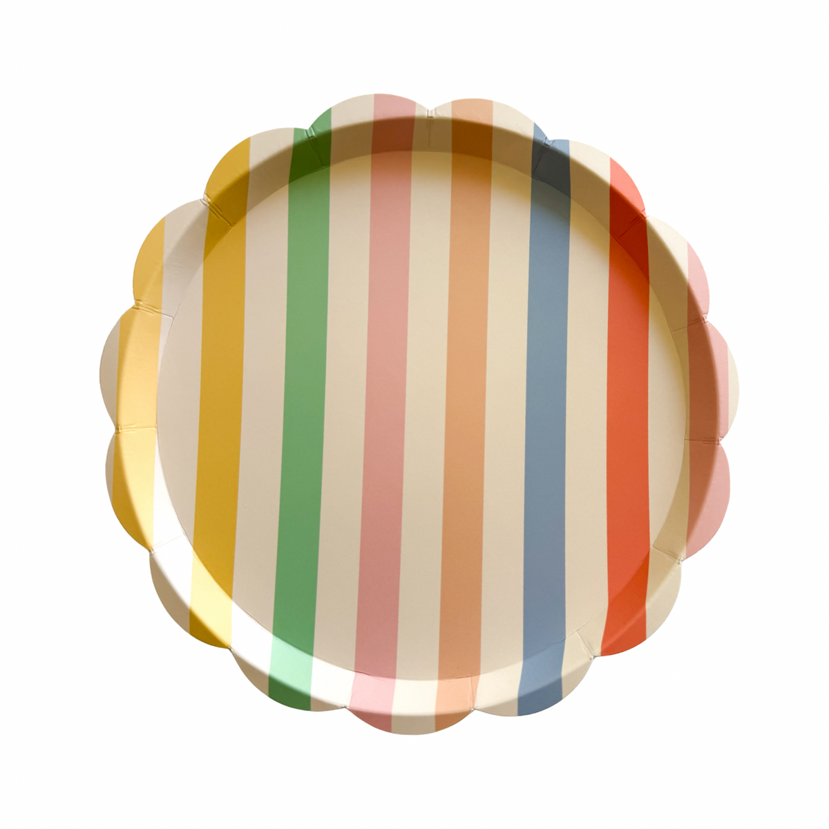 Colorful Striped Scalloped Dinner Plates, 12pcs
