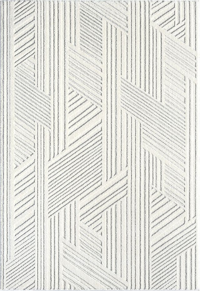 Modern Cream Grey Criss Cross Area Rug