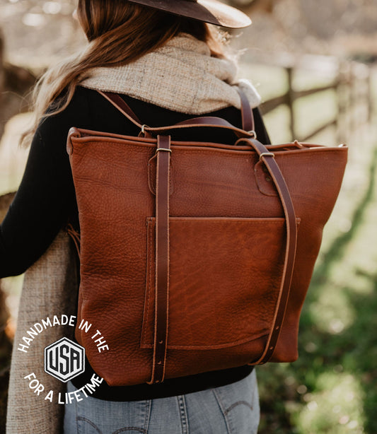 Leather Crossroads Backpack Tote – USA Made