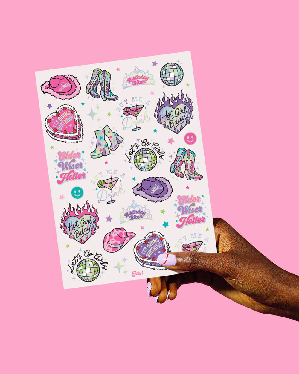 Hot Girl Bday Tats - 44 foil temporary tattoos