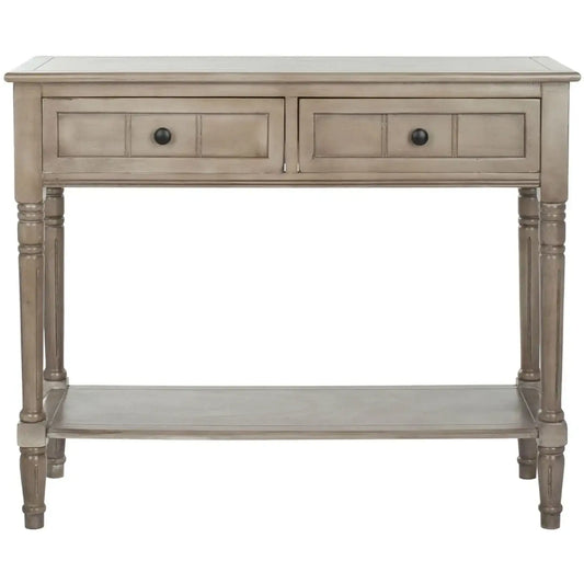 Console Accent Table Traditional Style Sofa Table in Distressed Cream