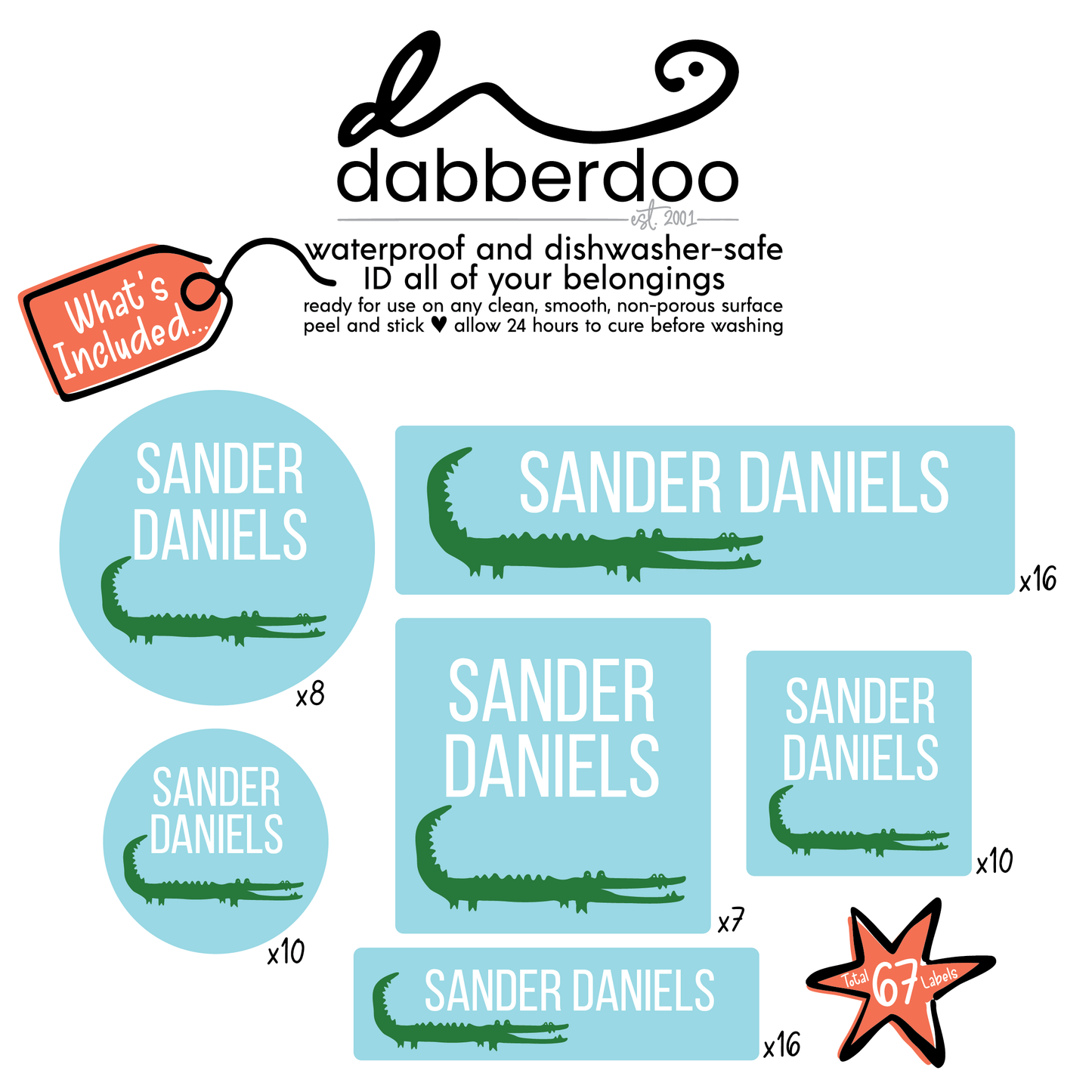 Green Gator ID Labels