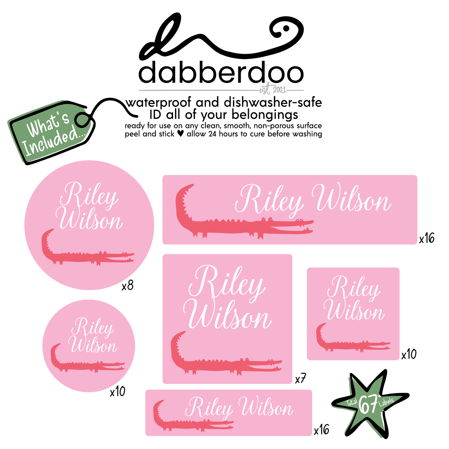 Pink Gator ID Labels