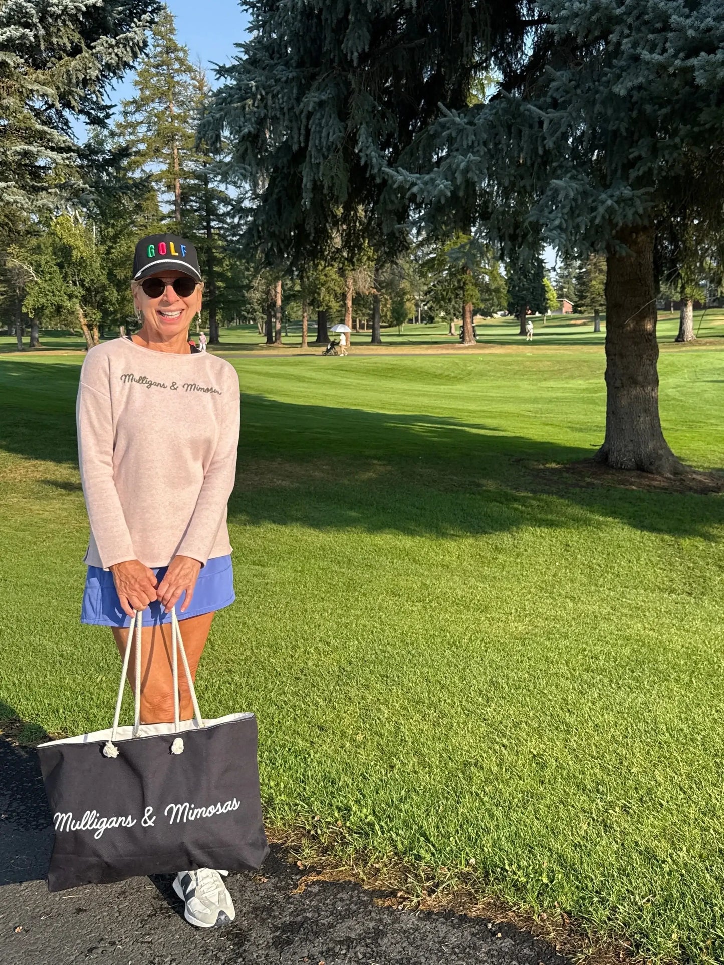 Mulligans & Mimosas Black Golf Tote Bag
