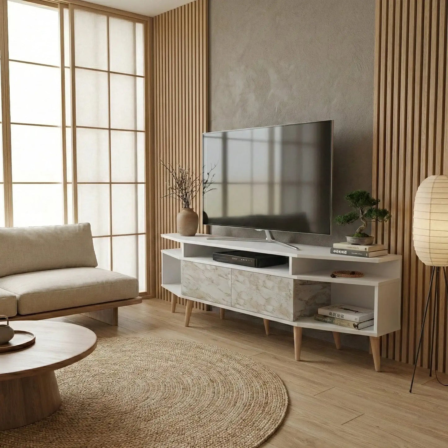 Dennis 71 in Wide Modern TV Stand Media Console with Storage for TVs up to 80 in