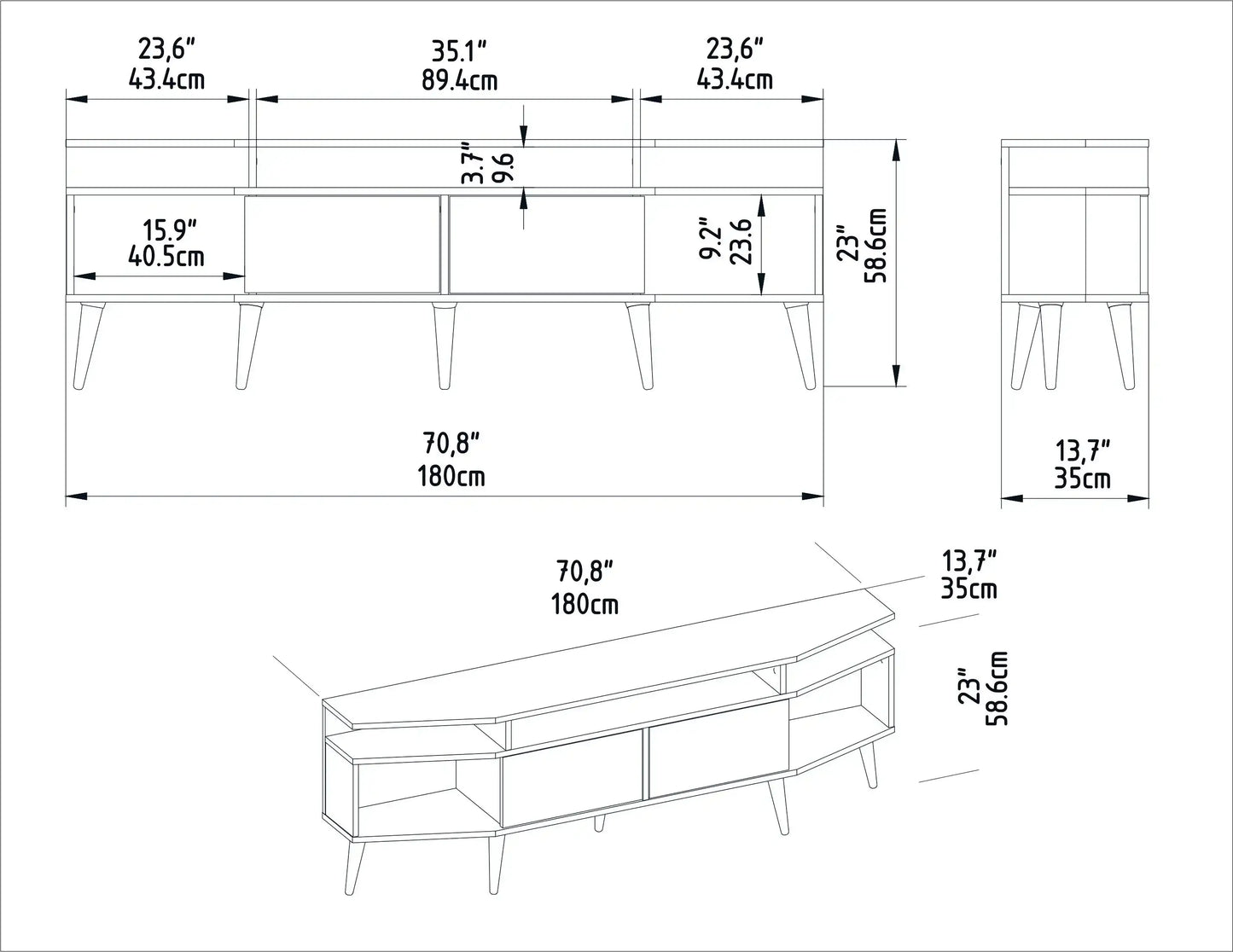 Dennis 71 in Wide Modern TV Stand Media Console with Storage for TVs up to 80 in
