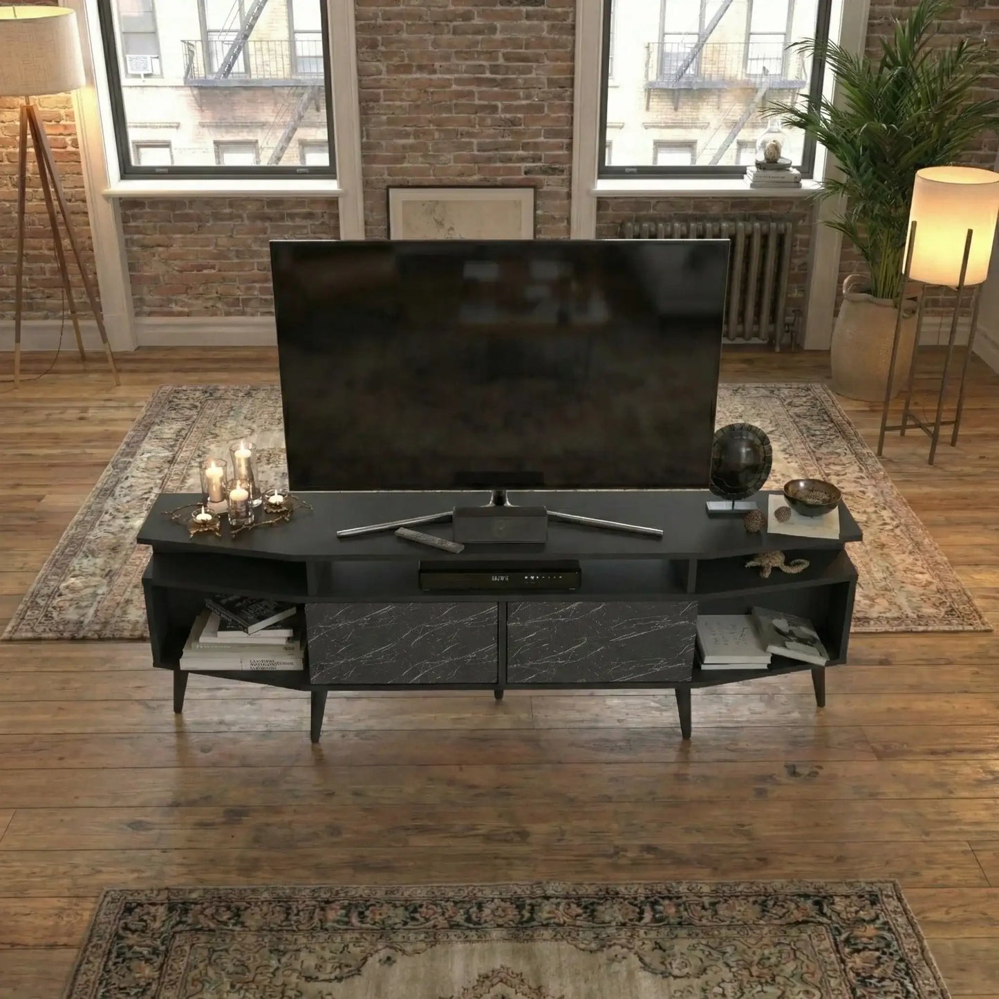 Dennis 71 in Wide Modern TV Stand Media Console with Storage for TVs up to 80 in