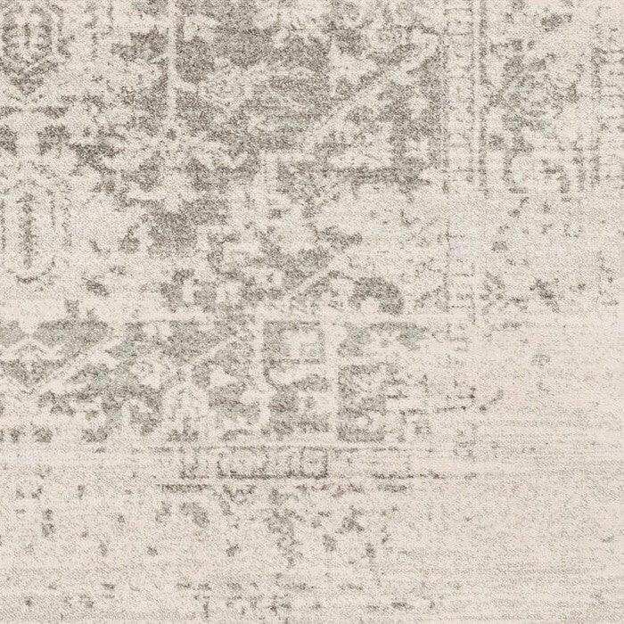 3' x 5' Distressed Oriental Area Rug in Light Grey / Beige