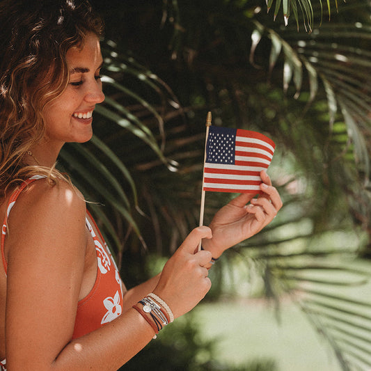 "Brave" Red, White & Blue with Silver Star Accents