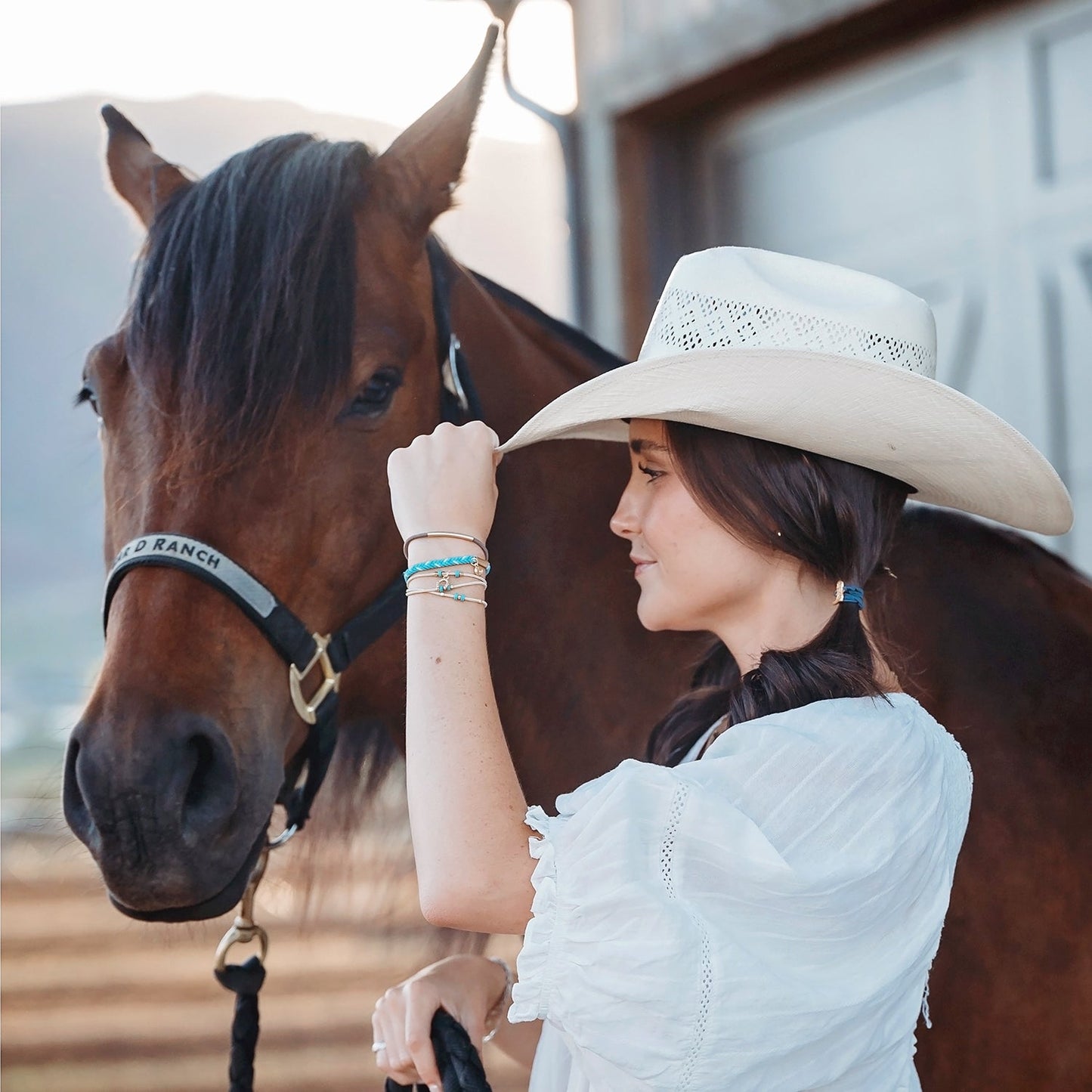 "Stride" Turquoise with Gold Cowboy Boot Hair Tie Bracelets