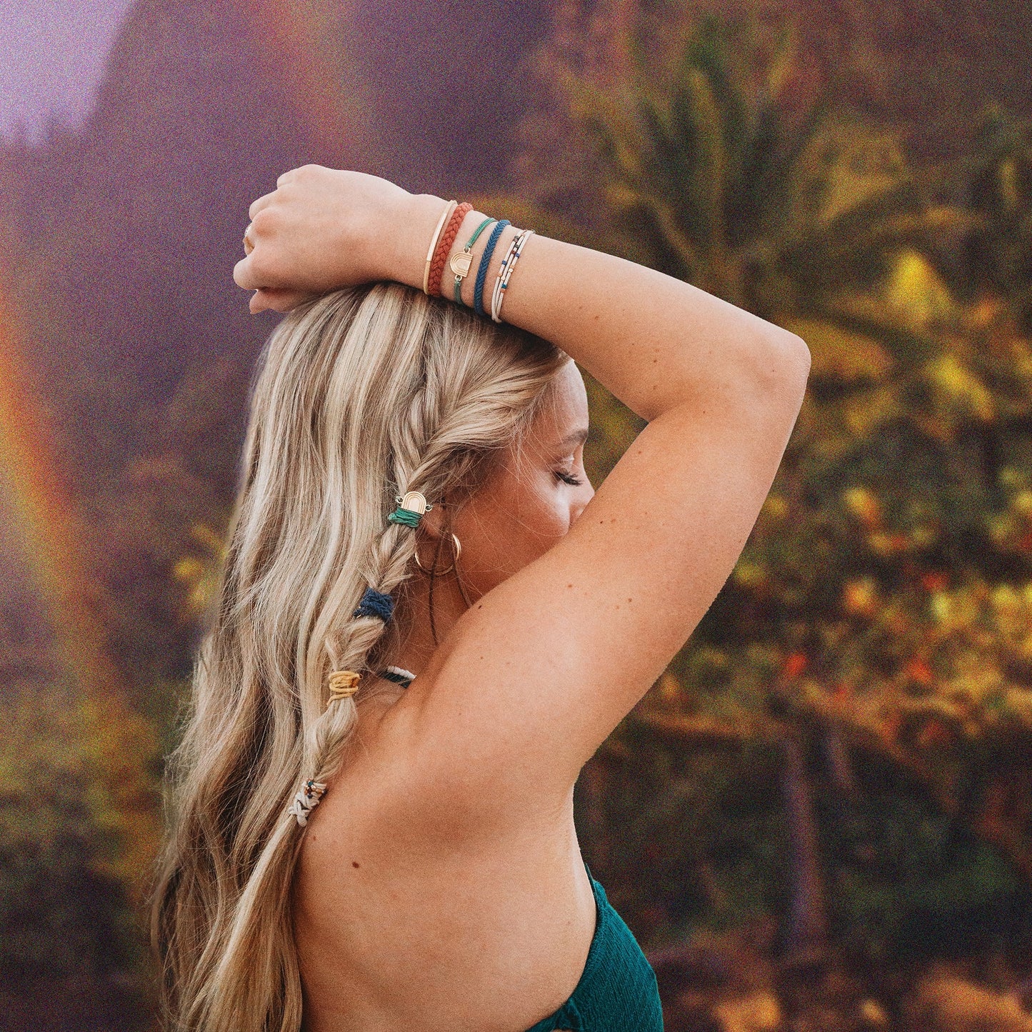 "Imagine" Gold Rainbow Themed Hair Tie Bracelets