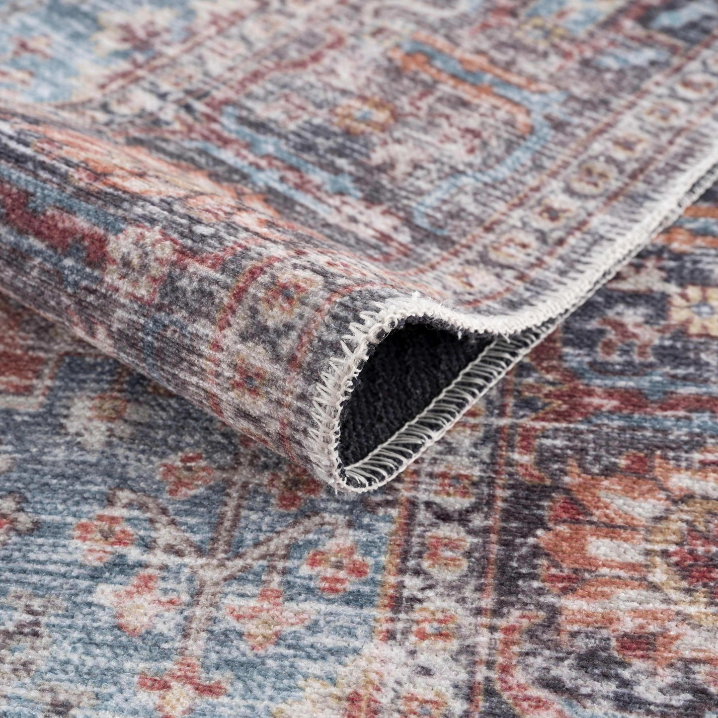 Blue Burgundy Holi-2302 Washable Area Rug