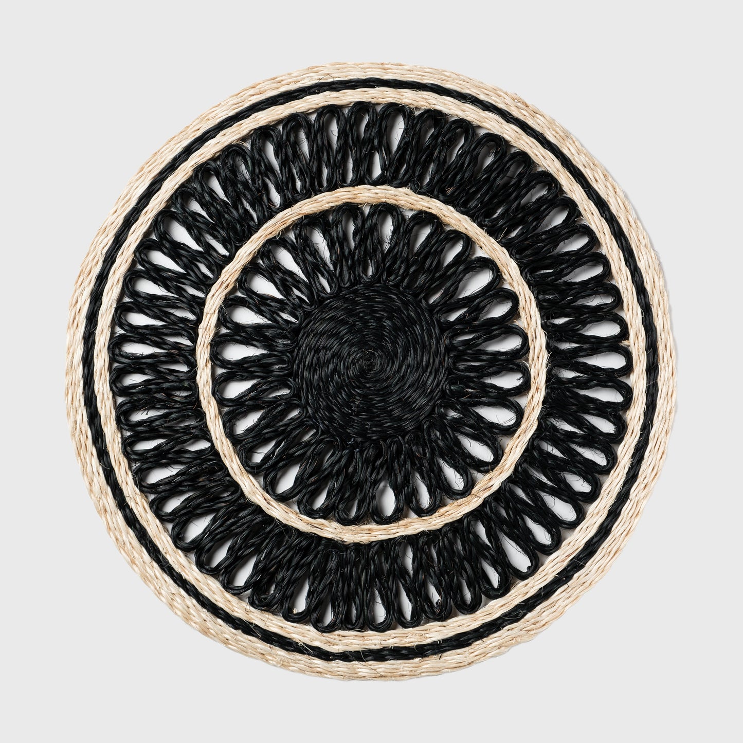Loopy straw placemats, black, set of four