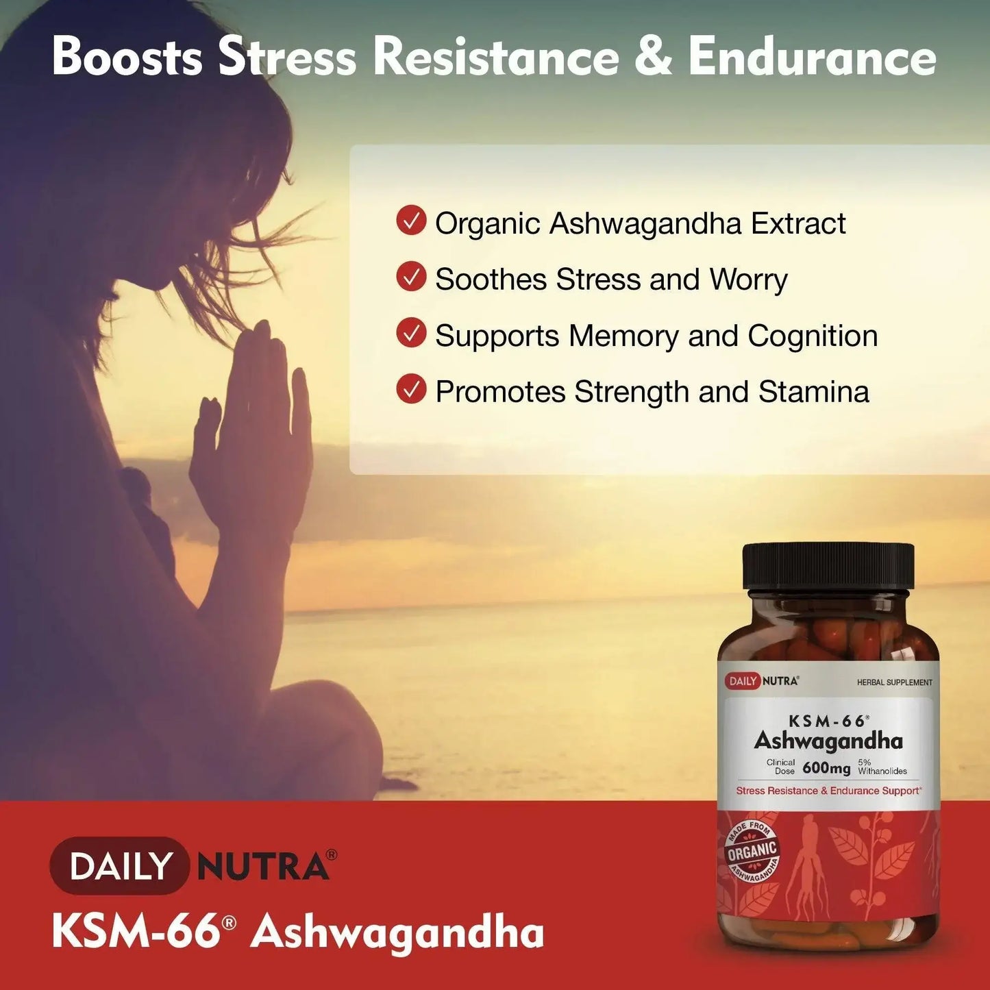 Daily Nutra KSM-66 Ashwagandha 600mg Capsules – Stress Relief & Relaxation