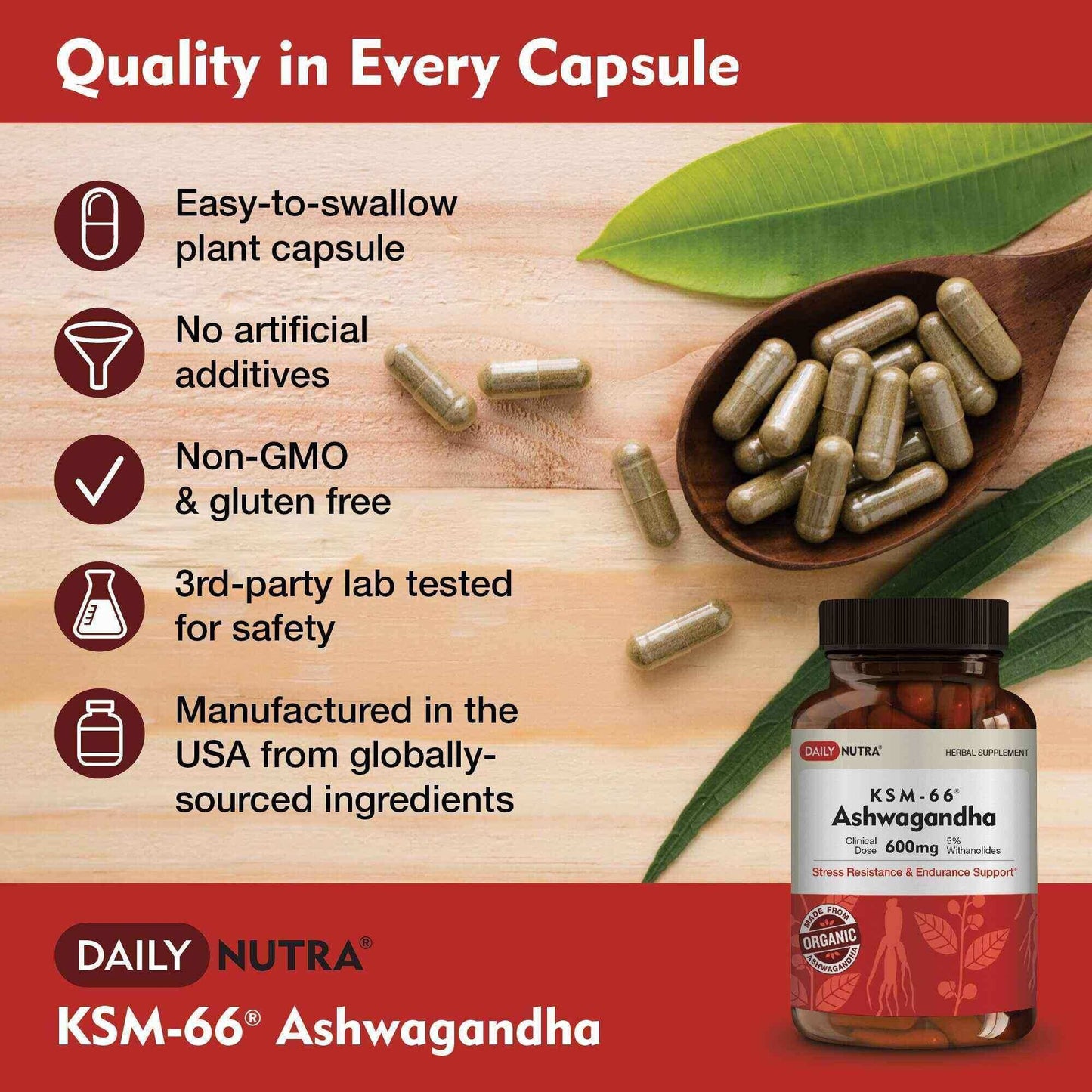 Daily Nutra KSM-66 Ashwagandha 600mg Capsules – Stress Relief & Relaxation