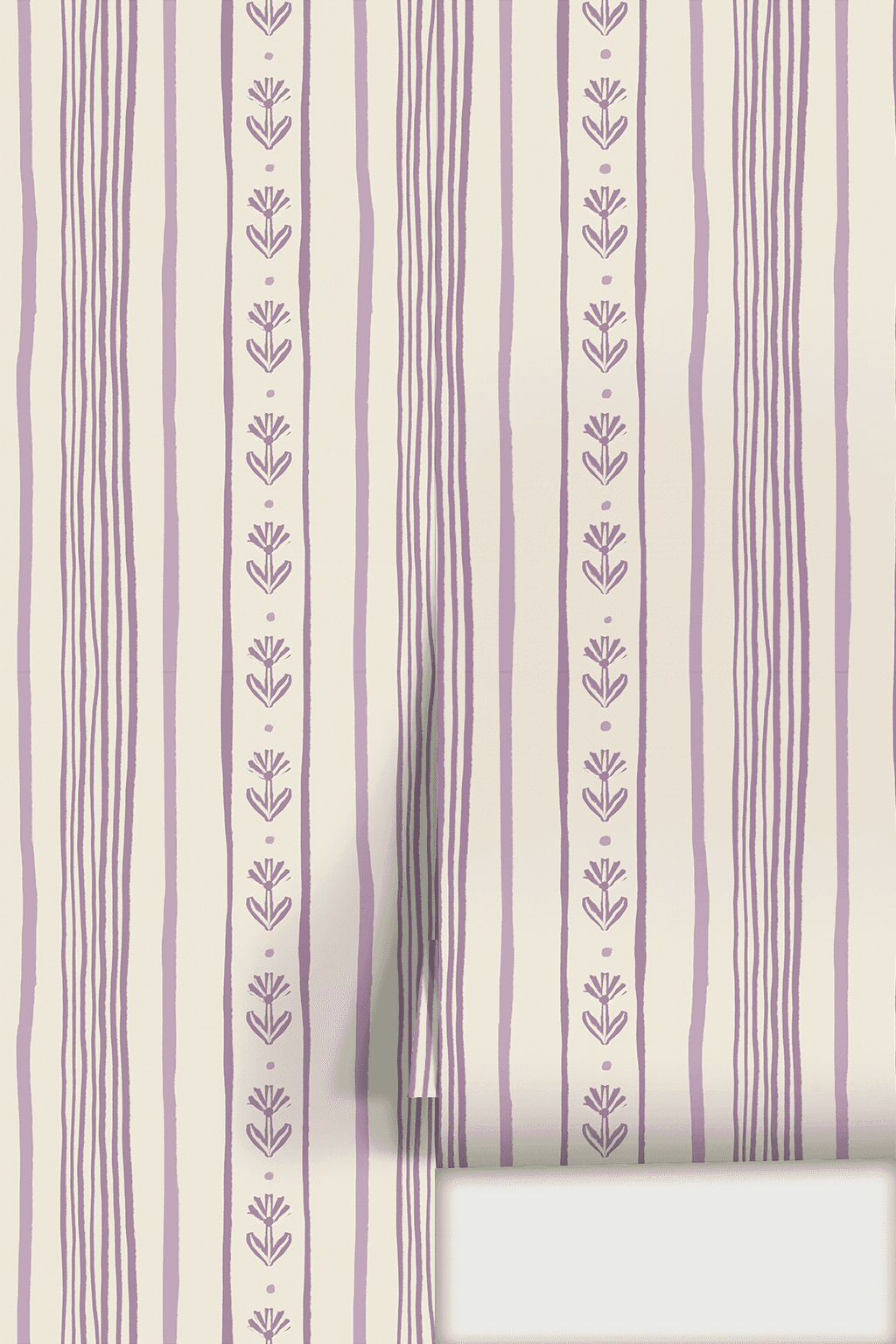 Daisy Chain Stripe Wallpaper, beige and lavender
