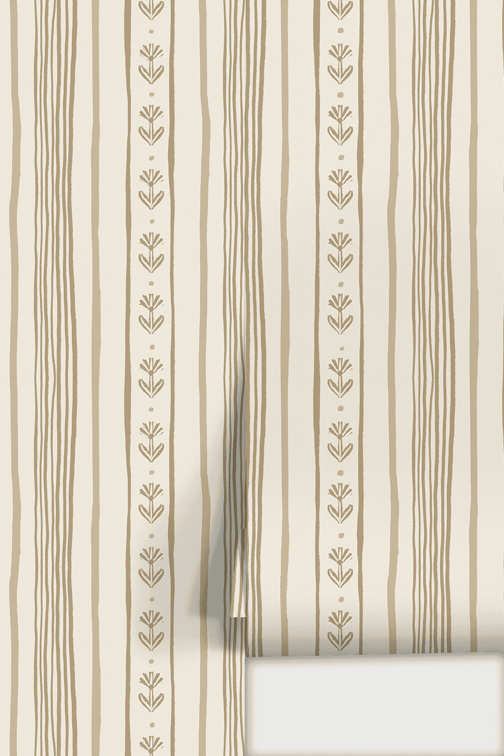 Daisy Chain Stripe Wallpaper, beige and tan