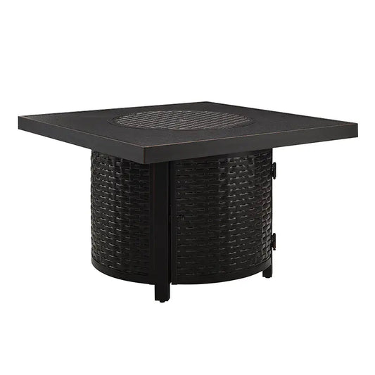 Dalton 40" Square Woven Aluminum Convertible Gas Fire Pit Table
