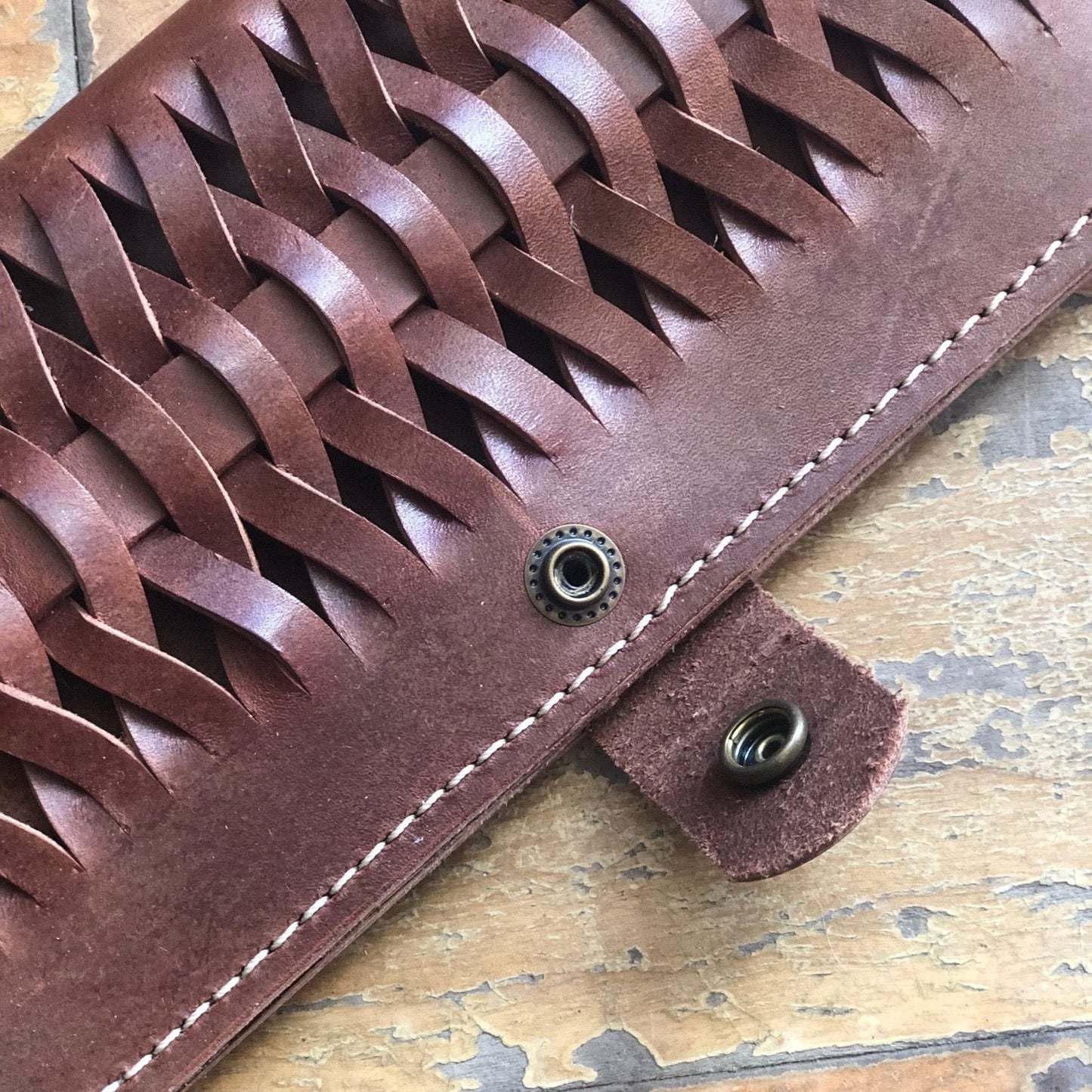 Woven Leather Fishtail Wallet - USA Made