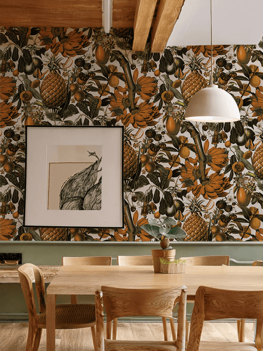 Juicy Fruit Wallpaper, white and mustard