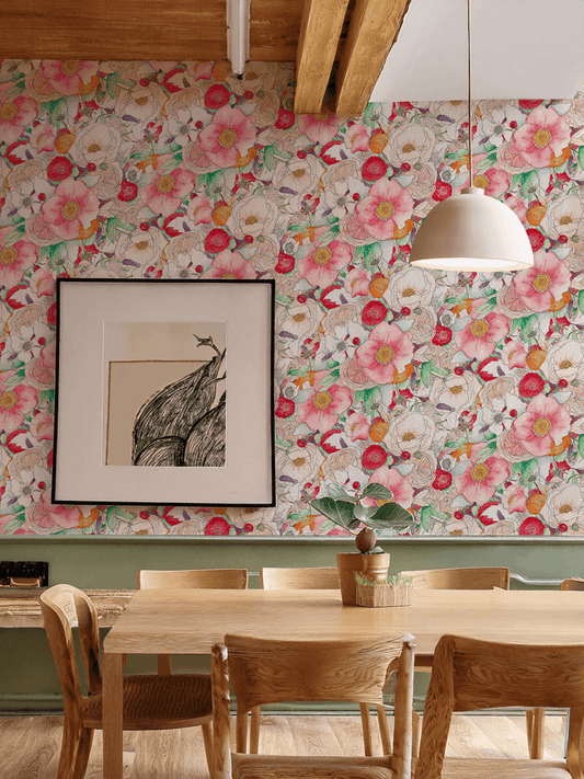 Floral Reverie Wallpaper, red