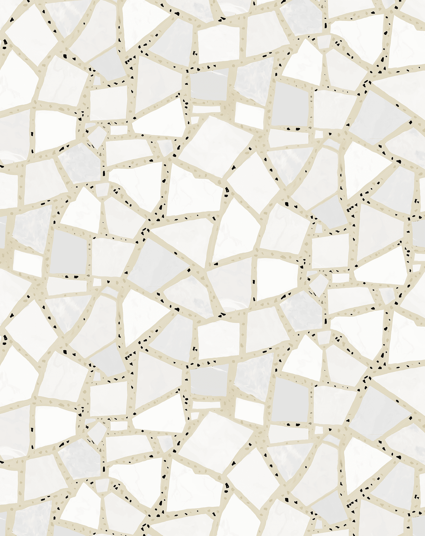 Dolce Terrazzo Wallpaper, tan and white