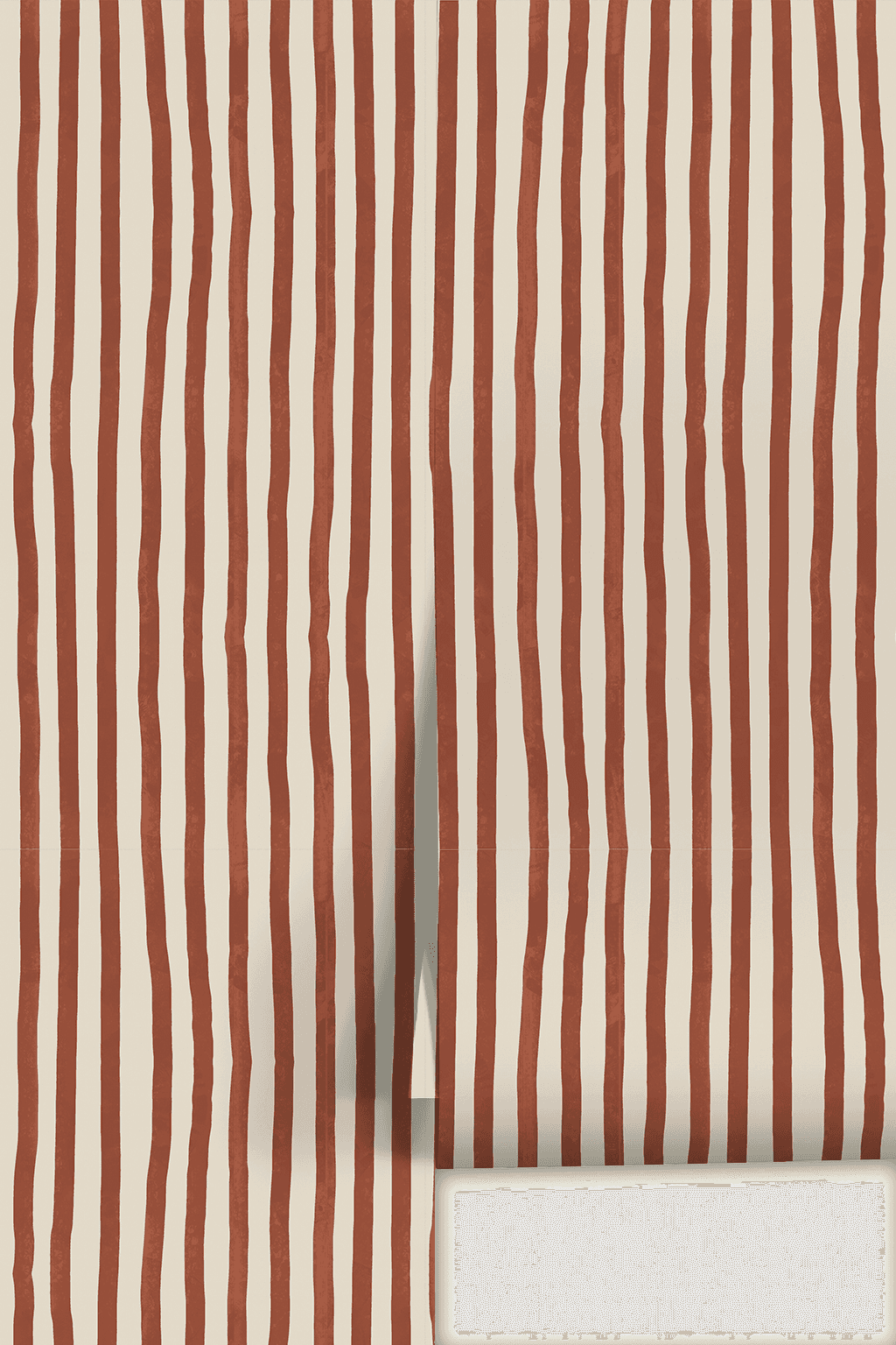 Dolce Stripe Wallpaper, off-white and brick red