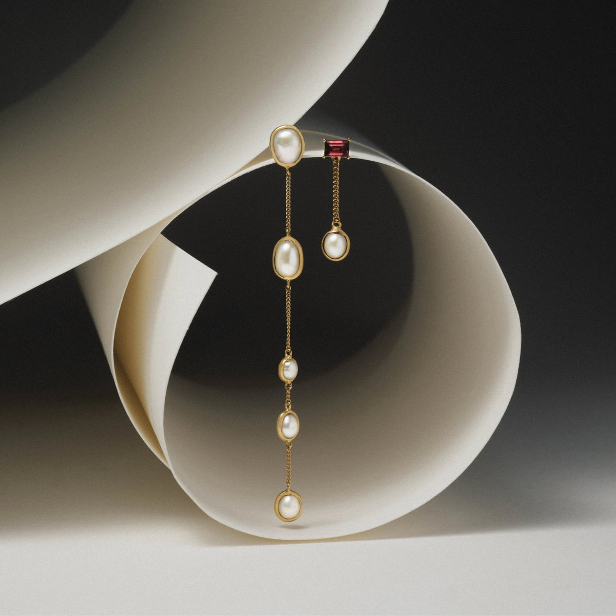 Molten Pearl Linear Earrings
