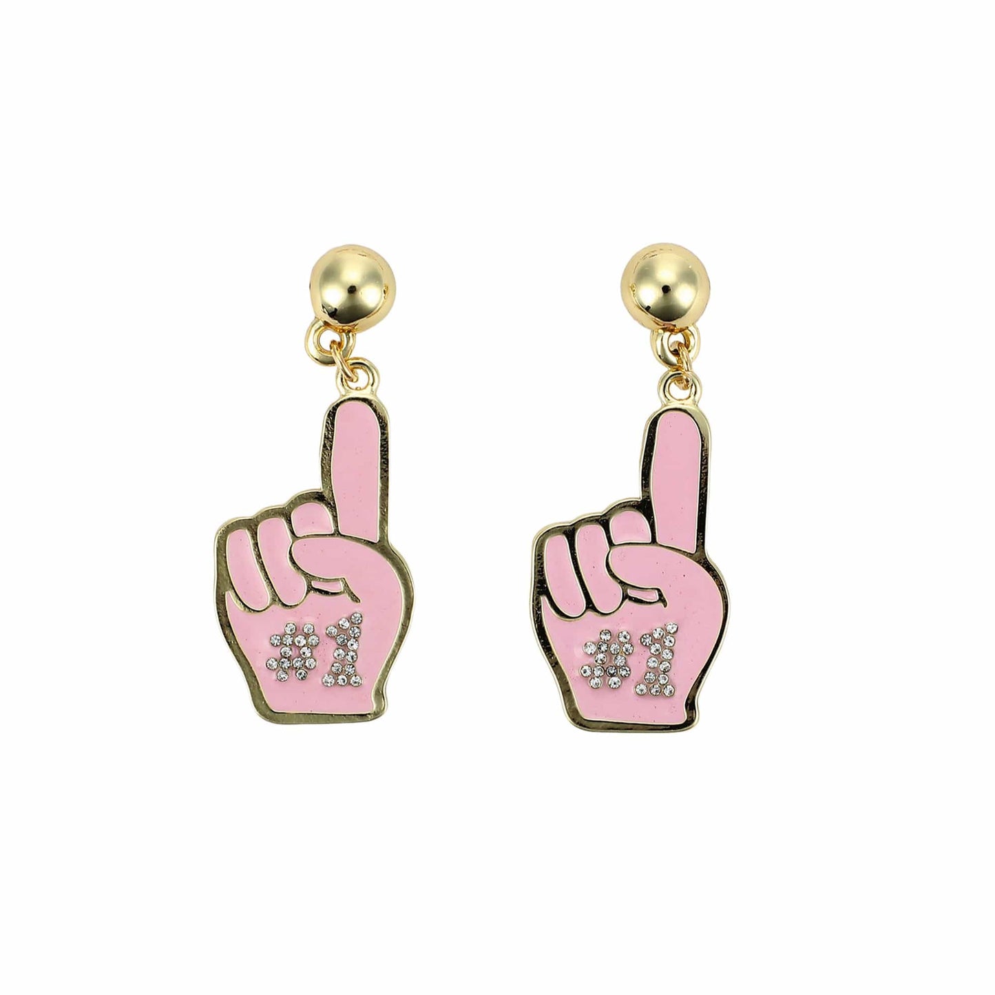 Pink Foam Finger Dangle Earrings