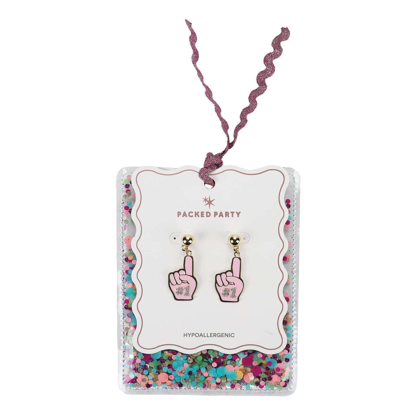 Pink Foam Finger Dangle Earrings