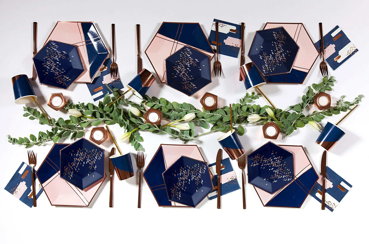 Navy & Blush Pink Cocktail Napkins