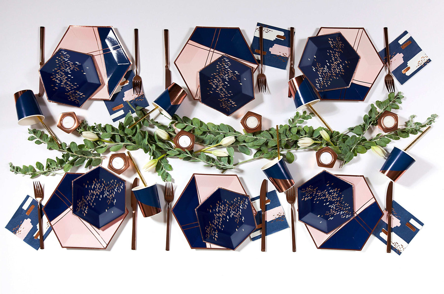 Navy & Rose Gold Dessert Party Plates