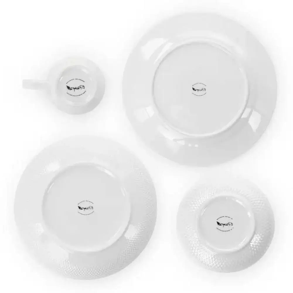 18-Piece White Porcelain Dinnerware Set with Plates Bowls Mugs - Service for 4