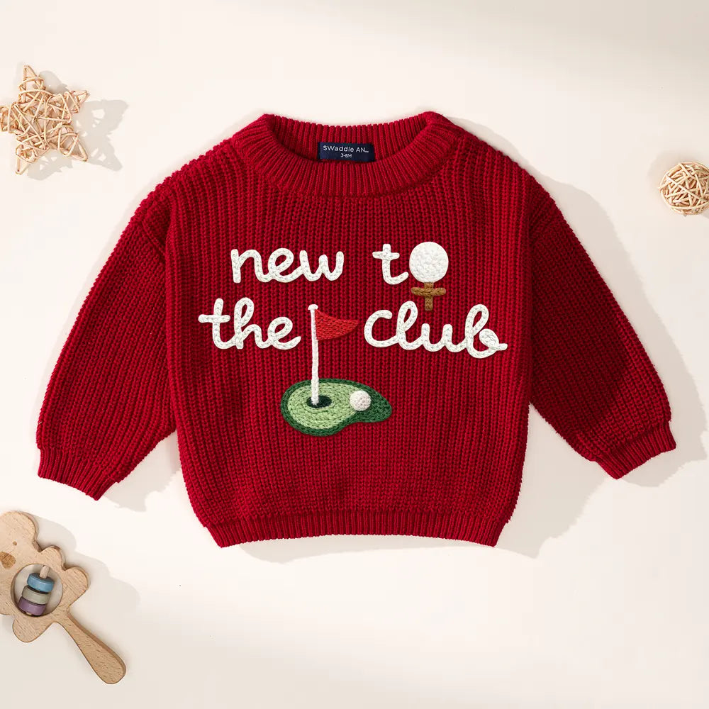 Hand-Embroidered New to the Club Golf Sweater