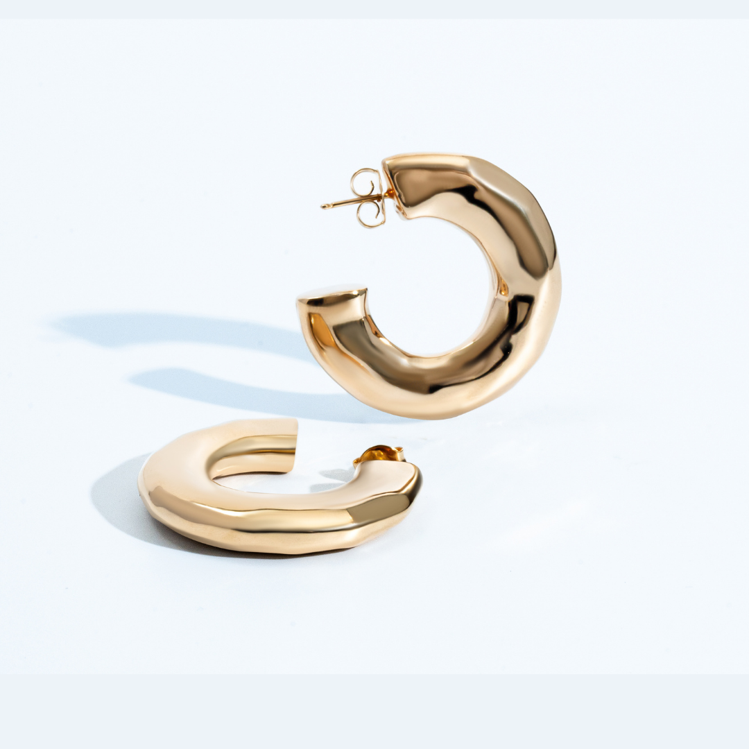 Emma Hammered Open Hoop Earrings